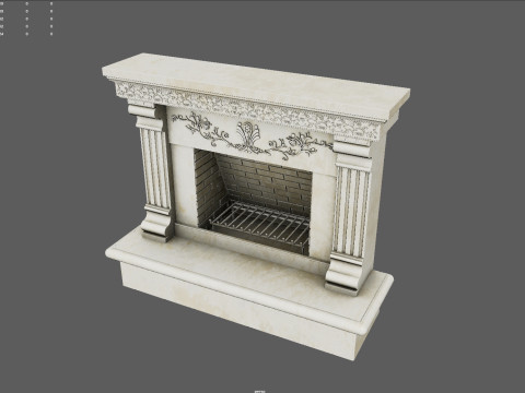 Neoclassical Ornate Fireplace with Fluted Pilasters 3D 모델