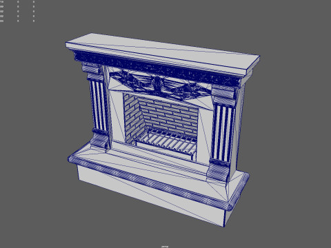 Neoclassical Ornate Fireplace with Fluted Pilasters 3D 모델