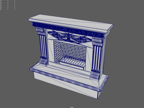 Camino neoclassico decorato con pilastri scanalati Modello 3D