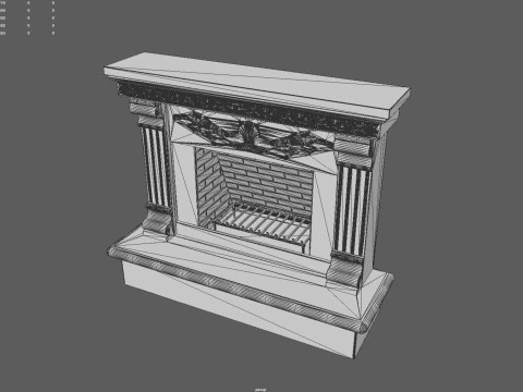 Camino neoclassico decorato con pilastri scanalati Modello 3D