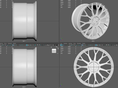 Cerchio in lega a raggi multipli ad alte prestazioni Modello 3D
