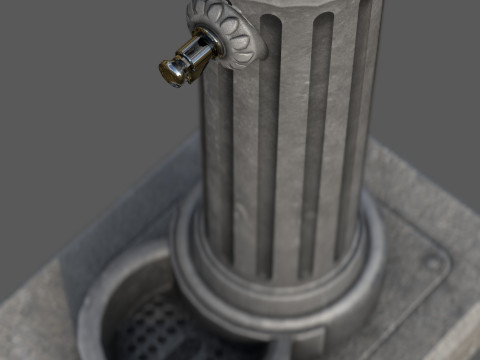 Ornamental Drinking Fountain Low Poly PBR Textured Game Ready 3D-Modell