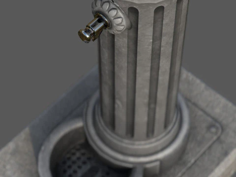 Ornamental Drinking Fountain Low Poly PBR Textured Game Ready 3D Model