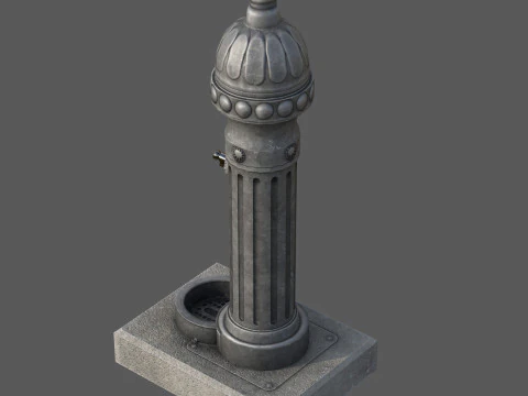 Ornamental Drinking Fountain Low Poly PBR Textured Game Ready 3D Model