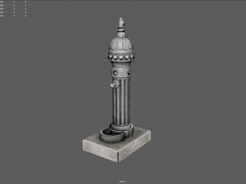 Ornamental Drinking Fountain Low Poly PBR Textured Game Ready 3D Model