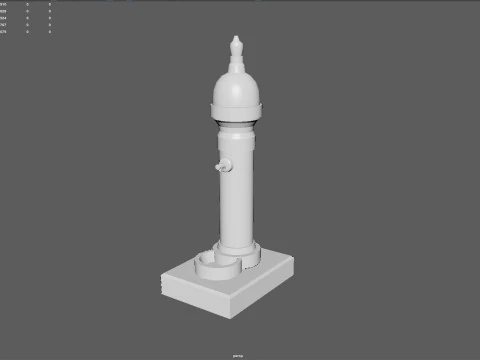 Ornamental Drinking Fountain Low Poly PBR Textured Game Ready 3D Model