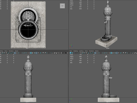 Ornamental Drinking Fountain Low Poly PBR Textured Game Ready 3D-Modell