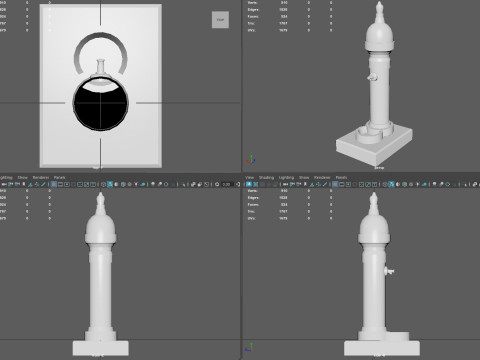 Ornamental Drinking Fountain Low Poly PBR Textured Game Ready 3D-Modell