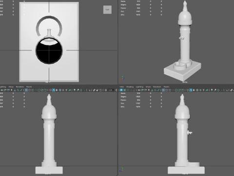 Ornamental Drinking Fountain Low Poly PBR Textured Game Ready 3D Model