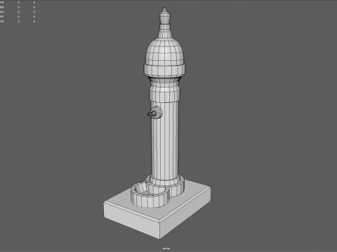 Ornamental Drinking Fountain Low Poly PBR Textured Game Ready 3D Model