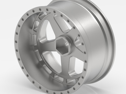 5-Spoke RC Drift Wheel 110 Scale 62mm Diameter - 12mm Hex 3D-Druckmodell
