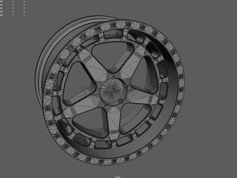 5-Speichen-RC-Driftrad im Ma&szlig;stab 110, 62 mm Durchmesser &ndash; 12 mm Sechskant 3D Druckmodell