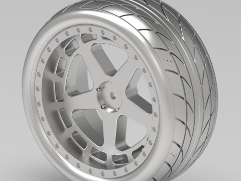 One-Piece 5-Spoke Racing Wheel with Integrated Tire 3D-Druckmodell