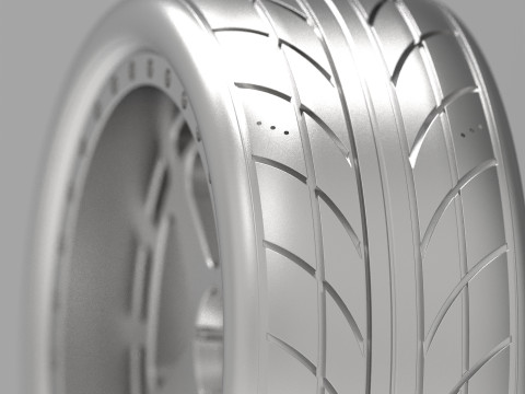 One-Piece 5-Spoke Racing Wheel with Integrated Tire 3D-Druckmodell