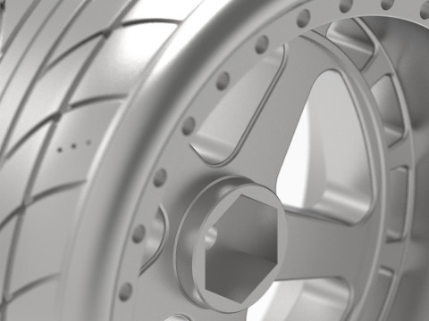 One-Piece 5-Spoke Racing Wheel with Integrated Tire 3D-Druckmodell