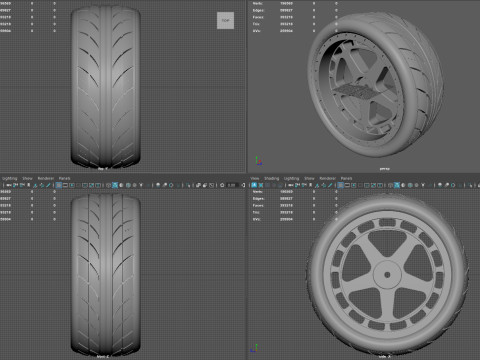One-Piece 5-Spoke Racing Wheel with Integrated Tire 3D-Druckmodell