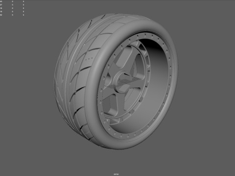 One-Piece 5-Spoke Racing Wheel with Integrated Tire 3D-Druckmodell