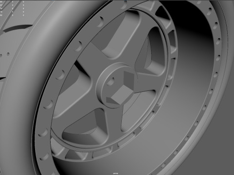 One-Piece 5-Spoke Racing Wheel with Integrated Tire 3D-Druckmodell