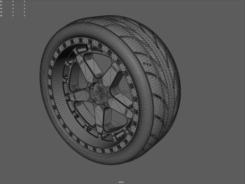 One-Piece 5-Spoke Racing Wheel with Integrated Tire 3D-Druckmodell