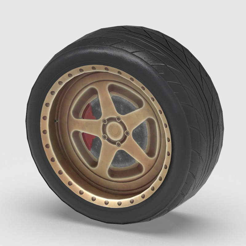 High-Performance Car Wheel Assembly Low Poly PBR 4K 3Dモデル .c4d .max .obj .3ds .fbx .stl .blend