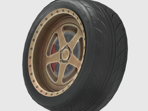Conjunto de roda de carro de alto desempenho Low Poly PBR 4K Modelo 3D