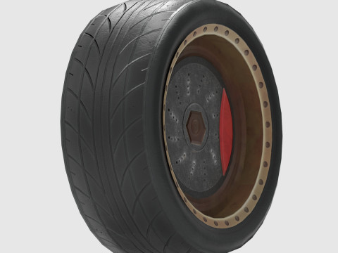 High-Performance Car Wheel Assembly Low Poly PBR 4K 3Dモデル