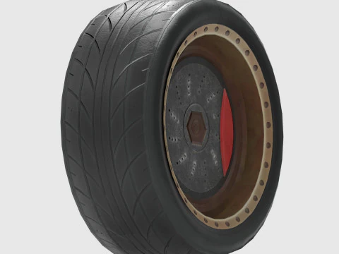 Conjunto de roda de carro de alto desempenho Low Poly PBR 4K Modelo 3D