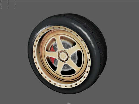 Conjunto de roda de carro de alto desempenho Low Poly PBR 4K Modelo 3D