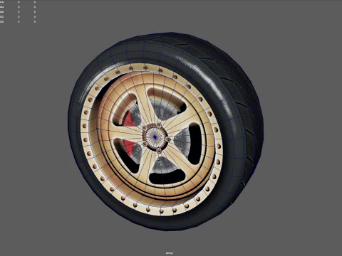 Conjunto de roda de carro de alto desempenho Low Poly PBR 4K Modelo 3D