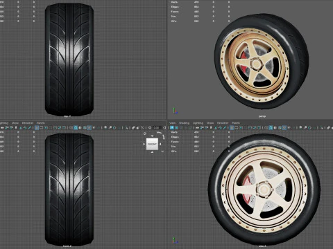 Conjunto de roda de carro de alto desempenho Low Poly PBR 4K Modelo 3D