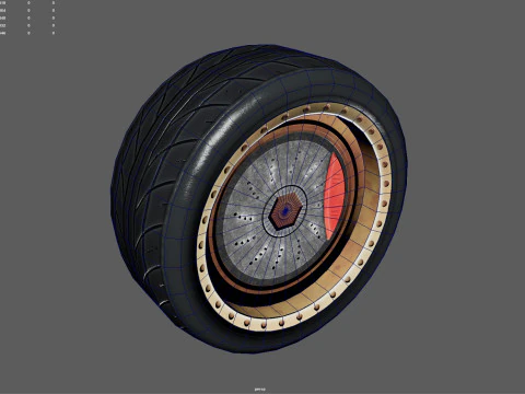 Conjunto de roda de carro de alto desempenho Low Poly PBR 4K Modelo 3D