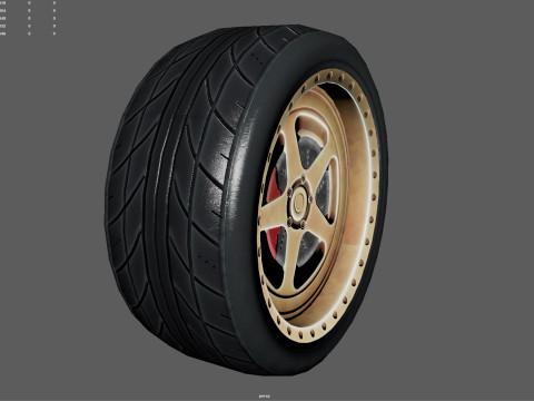 High-Performance Car Wheel Assembly Low Poly PBR 4K 3Dモデル