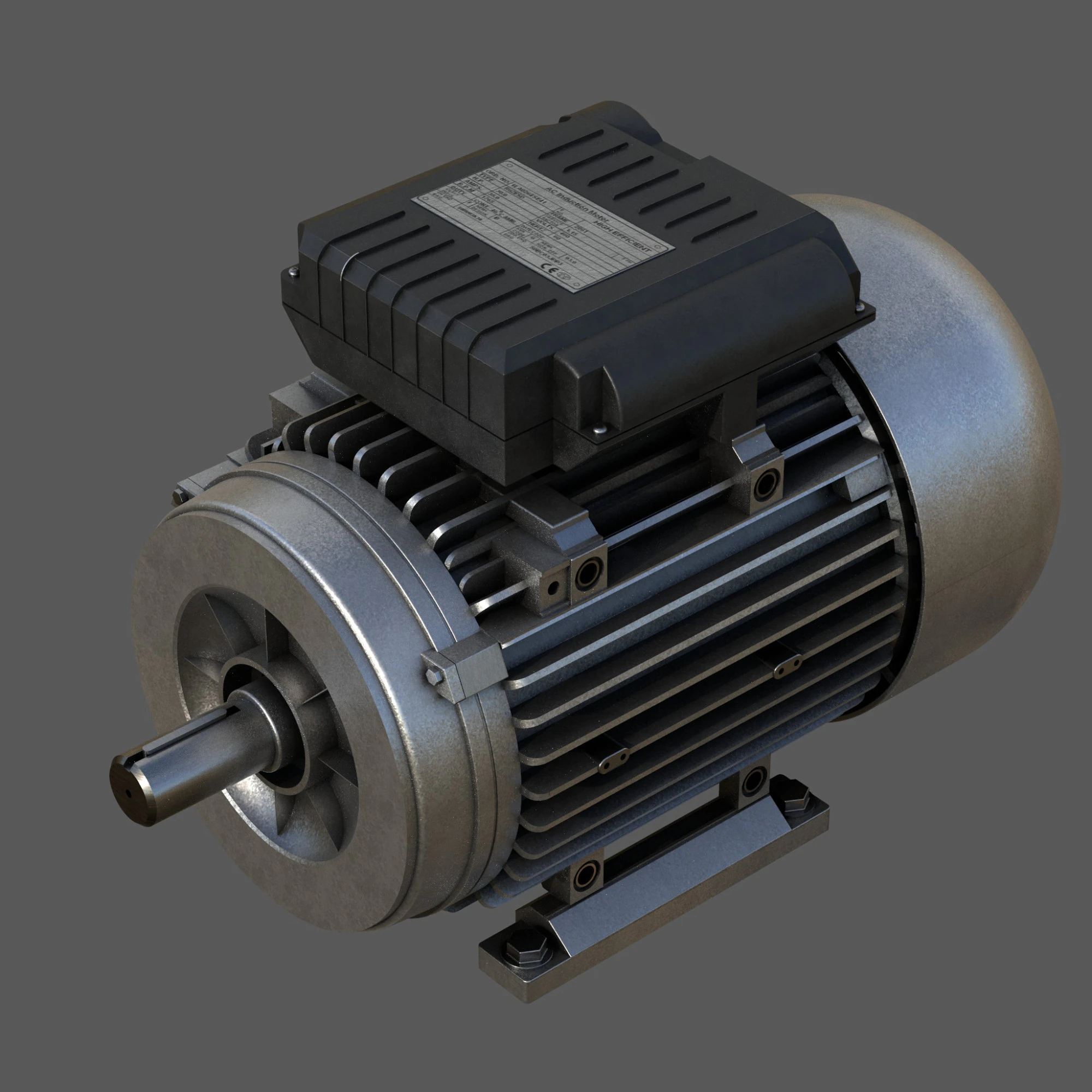 Motore elettrico monofase di alta qualità con texture PBR 4K Modello 3D .c4d .max .obj .3ds .fbx .stl .blend