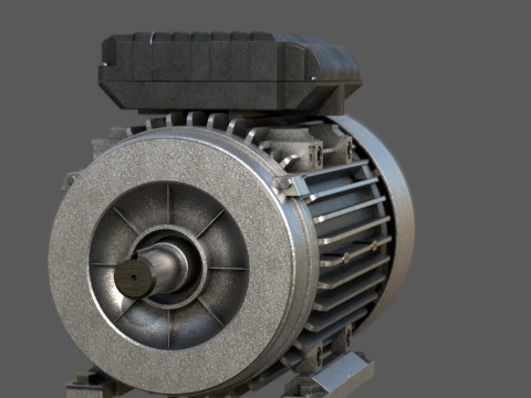 Single Phase Electric Motor High Quality with 4K PBR Textures Model 3D