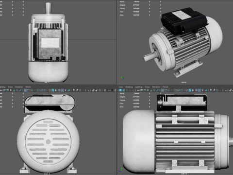 Single Phase Electric Motor High Quality with 4K PBR Textures Model 3D