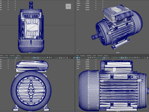 Motore elettrico monofase di alta qualit&agrave; con texture PBR 4K Modello 3D
