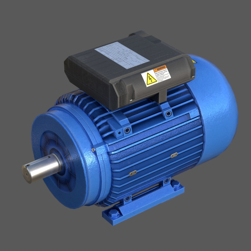 Low Poly Single Phase Electric Motor Model 3D .c4d .max .obj .3ds .fbx .stl .blend