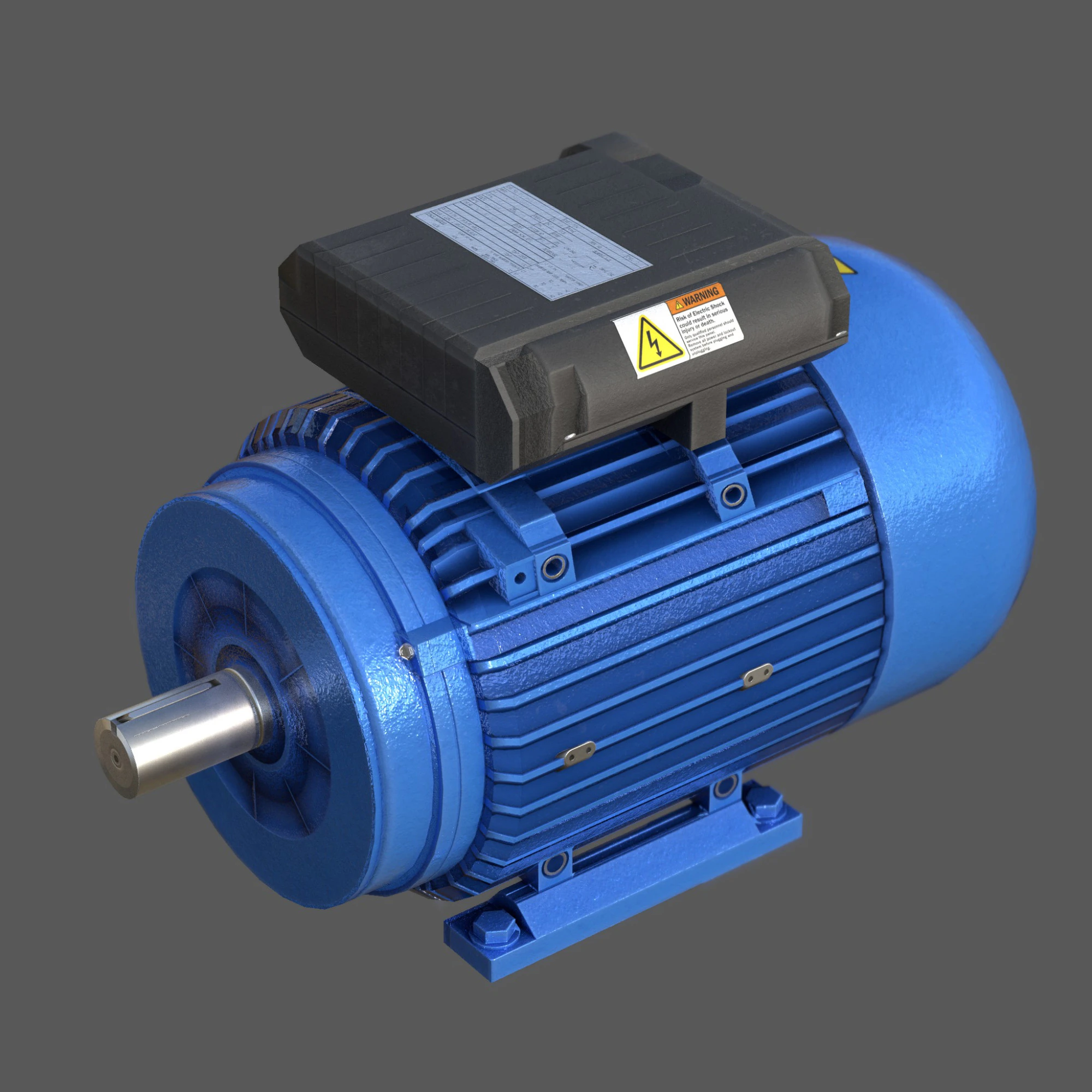 Low Poly Single Phase Electric Motor 3D Model .c4d .max .obj .3ds .fbx .stl .blend 