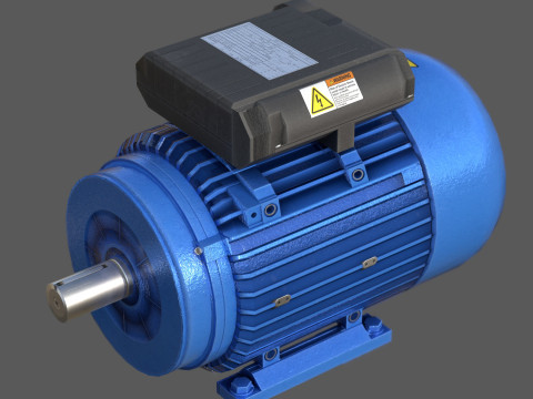 Low Poly Single Phase Electric Motor Modelo 3D