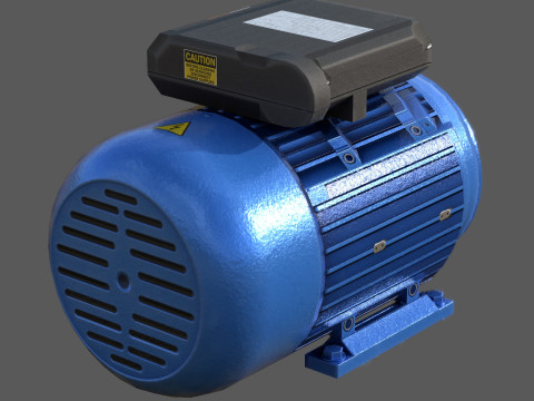 Low Poly Single Phase Electric Motor Model 3D