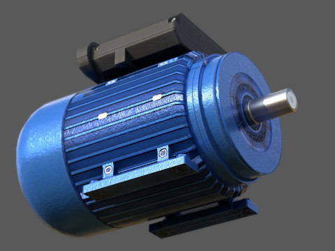Low Poly Single Phase Electric Motor Model 3D