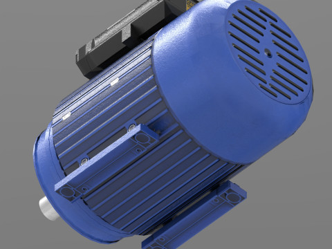 Low Poly Single Phase Electric Motor Model 3D