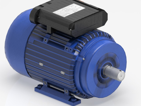 Low Poly Single Phase Electric Motor Model 3D
