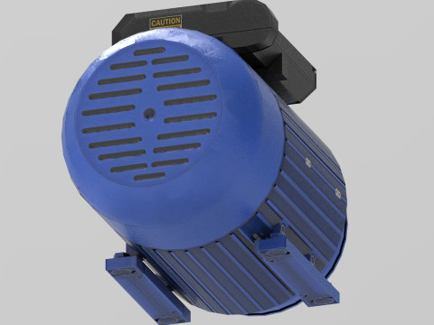 Low Poly Single Phase Electric Motor Model 3D