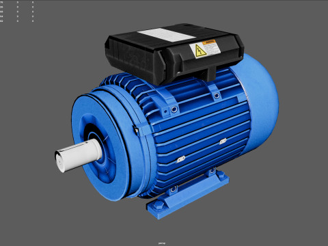 Low Poly Single Phase Electric Motor Model 3D