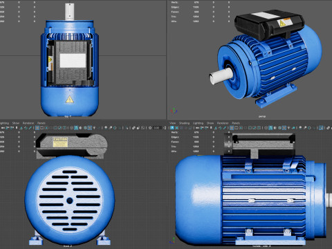 Low Poly Single Phase Electric Motor Model 3D