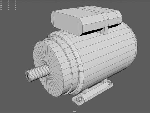 Low Poly Single Phase Electric Motor Model 3D