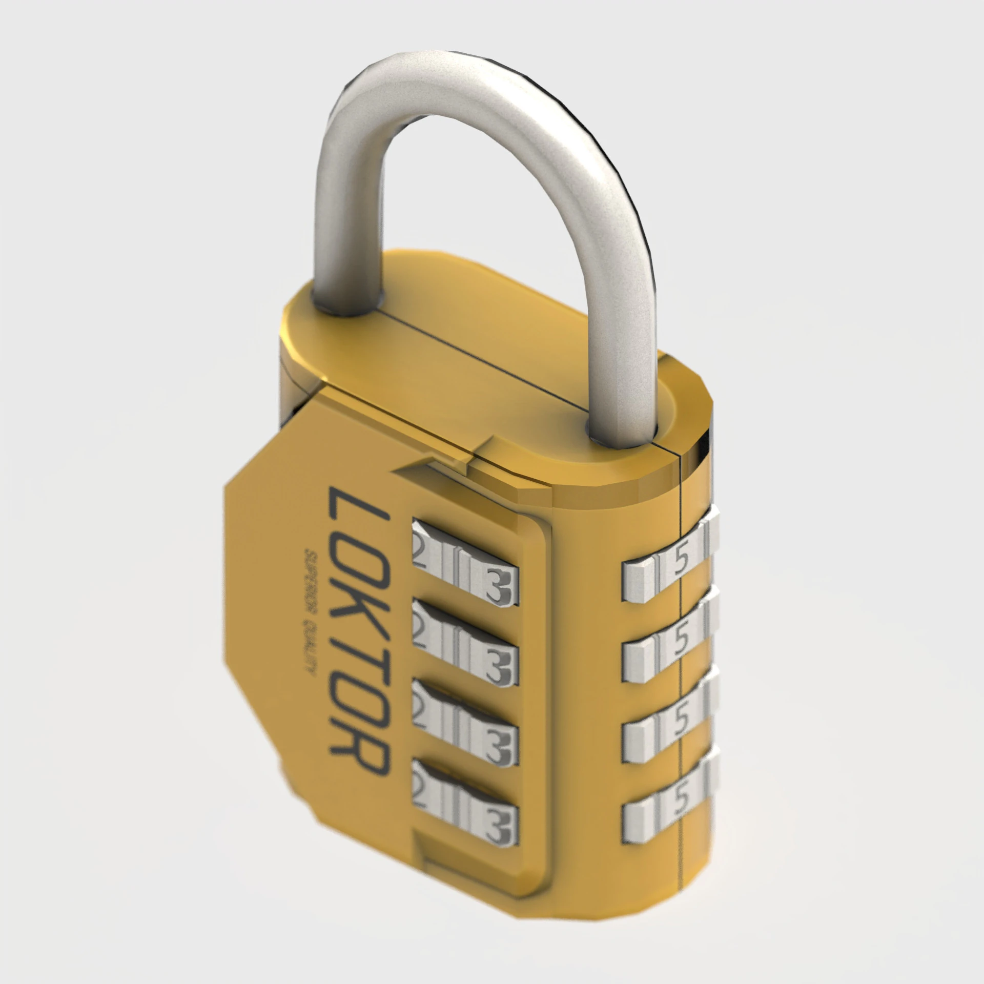 LOKTOR 4-Digit Combination Padlock - Low Poly 3D Model .c4d .max .obj .3ds .fbx .stl .blend 