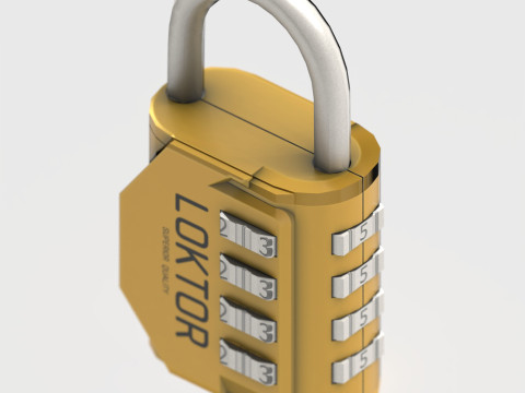 LOKTOR 4-Digit Combination Padlock - Low Poly 3D Model