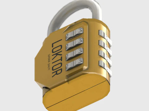 LOKTOR 4-Digit Combination Padlock - Low Poly 3D Model